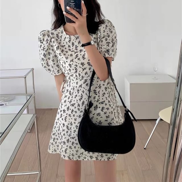 Short Sleeve Floral Print Square Neck Cut SpreePicky