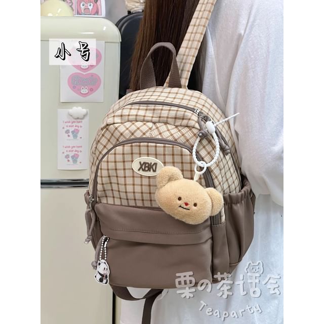 Plaid Panel Backpack / Bag Charm / Set SpreePicky