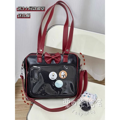 Bow PVC Panel Tote Bag / Bag Charm / Set SpreePicky