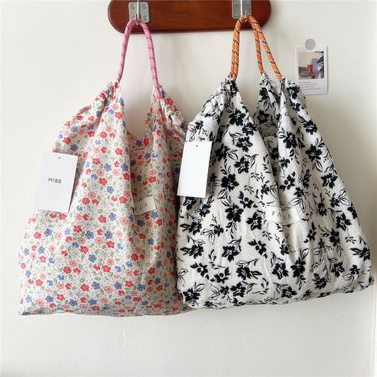 Floral Drawstring Tote Bag SpreePicky