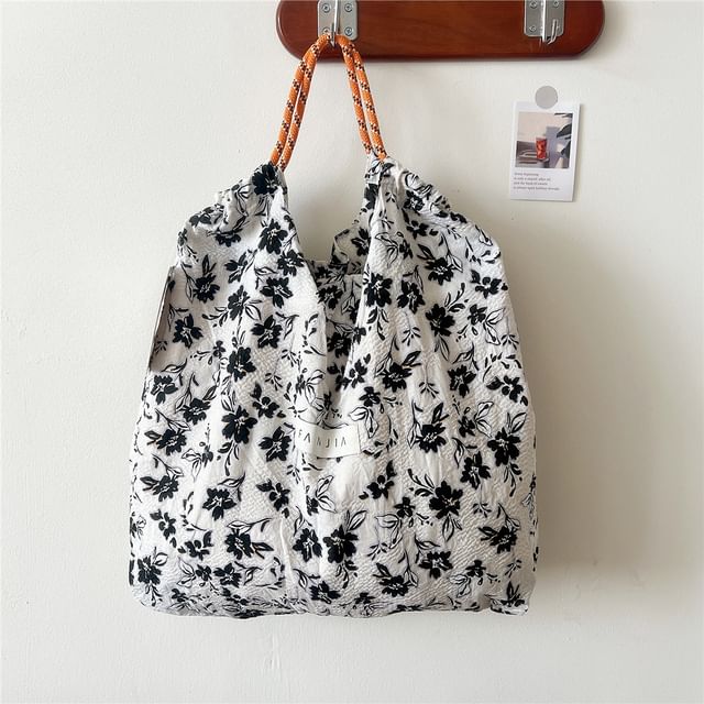 Floral Drawstring Tote Bag SpreePicky