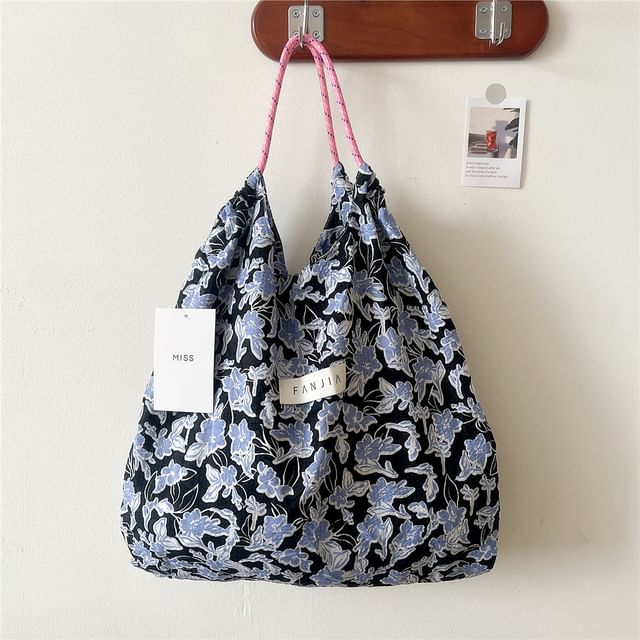 Floral Drawstring Tote Bag SpreePicky