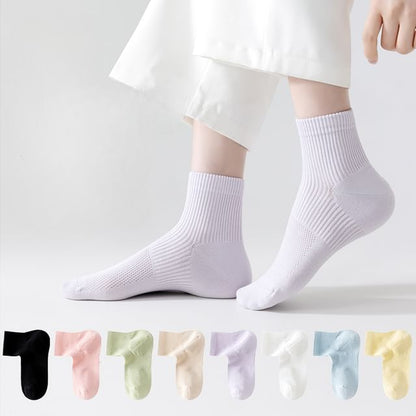 Set of 5 Pairs: Plain Ribbed Short Socks SpreePicky