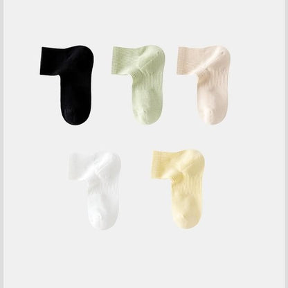 Set of 5 Pairs: Plain Ribbed Short Socks SpreePicky