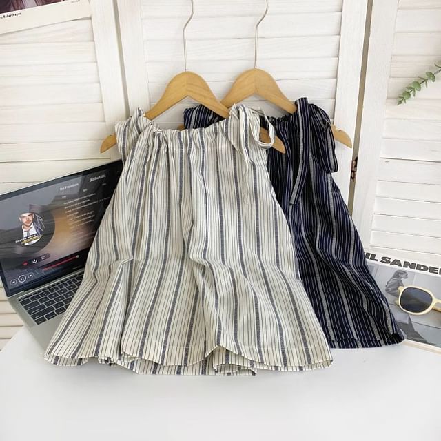 Sleeveless Round Neck Striped Drawstring Top mySite