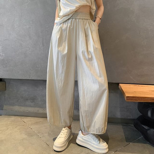 High Rise Plain Cropped Harem Pants SpreePicky