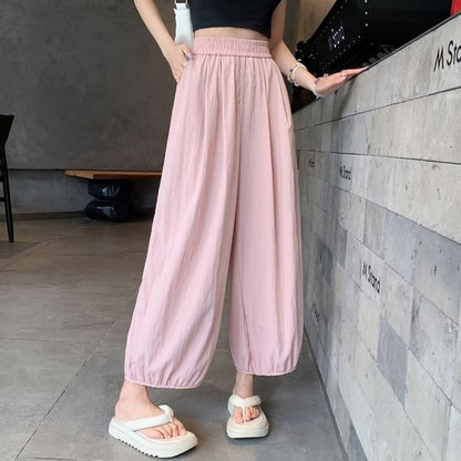 High Rise Plain Cropped Harem Pants SpreePicky