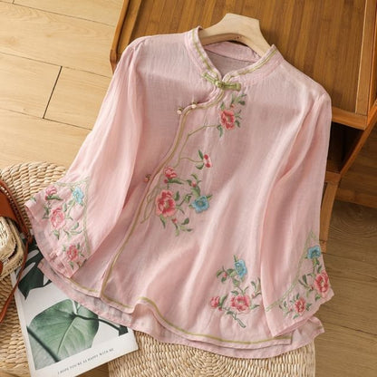 Flower Embroidered Blouse SpreePicky