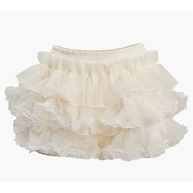 High Waist Plain Ruffle Skort SpreePicky