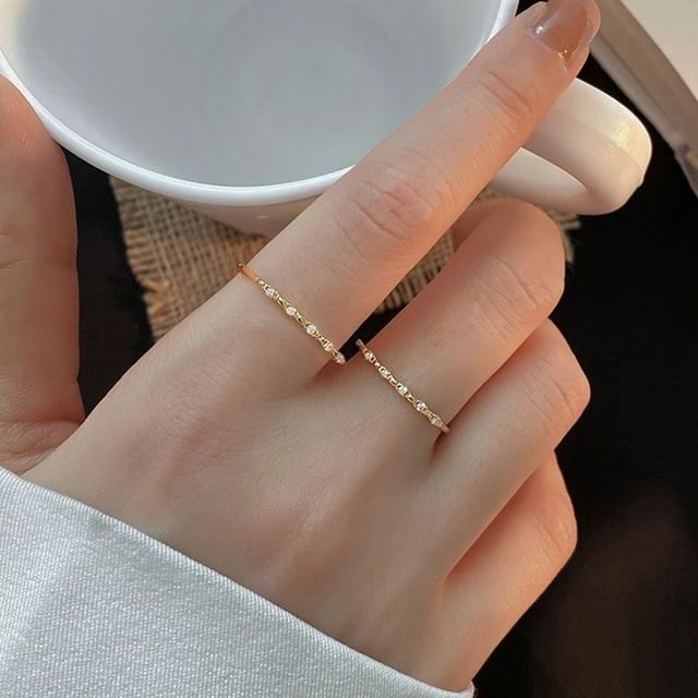 Rhinestone Alloy Open Ring mySite