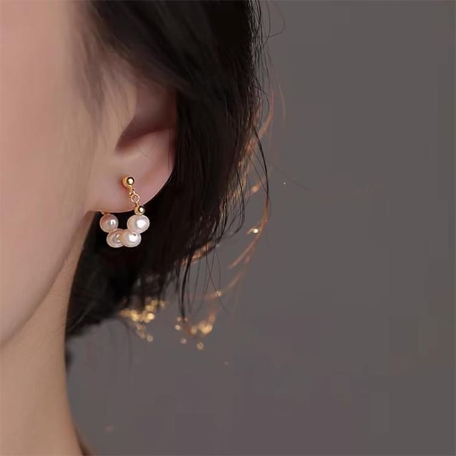 Faux Pearl Alloy Hoop Earring mySite