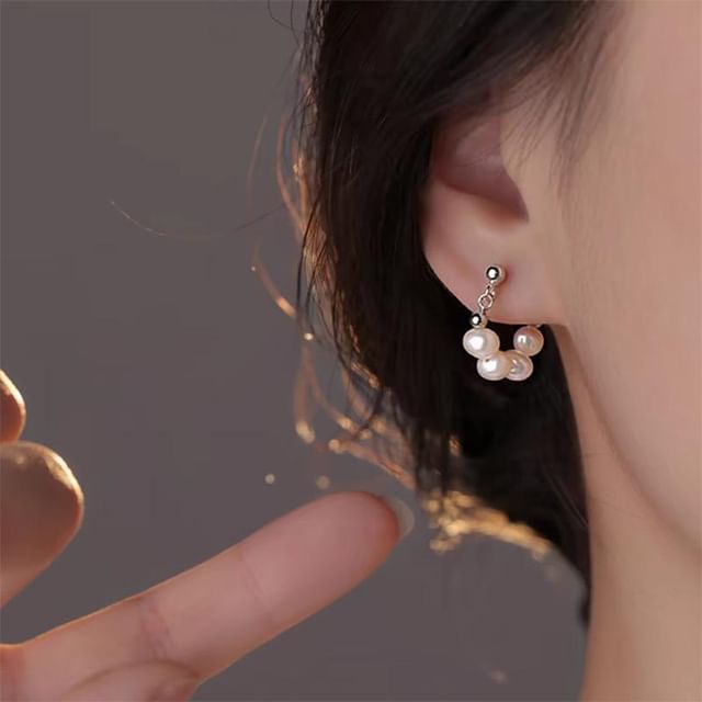 Faux Pearl Alloy Hoop Earring mySite