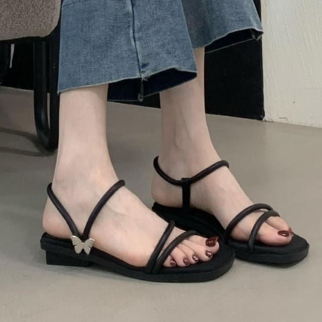 Strappy Butterfly Accent Slingback Sandals SpreePicky