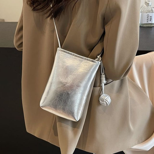 Faux Leather Metallic Crossbody Bag mySite