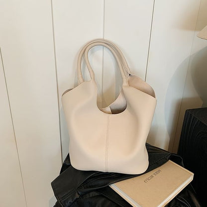 Faux Leather Plain Tote Bag mySite