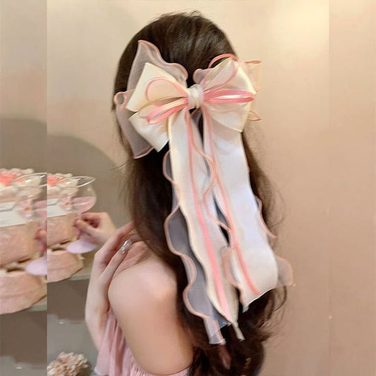 Organza Bow Hair Clip With Long Ribbons SpreePicky