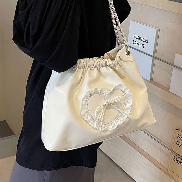 Bow Heart Chain Shoulder Bag SpreePicky