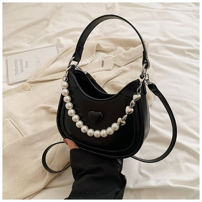 Heart Faux Pearl Chain Shoulder Bag SpreePicky