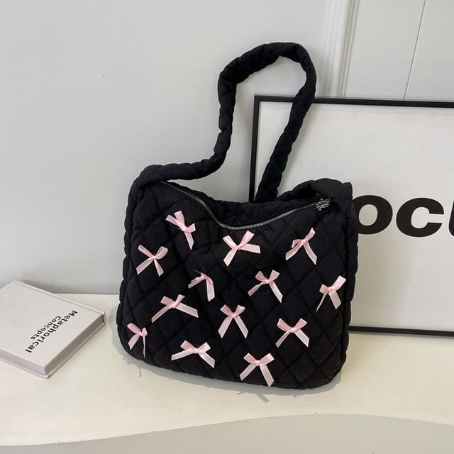 Bow Quilted Tote Bag SpreePicky