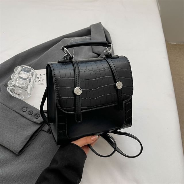 Crocodile Grain Flap Panel Backpack SpreePicky