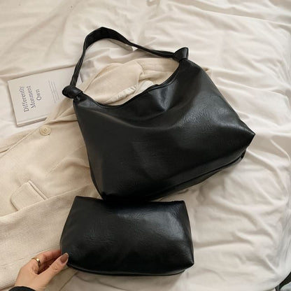 Knotted Faux Leather Tote Bag SpreePicky