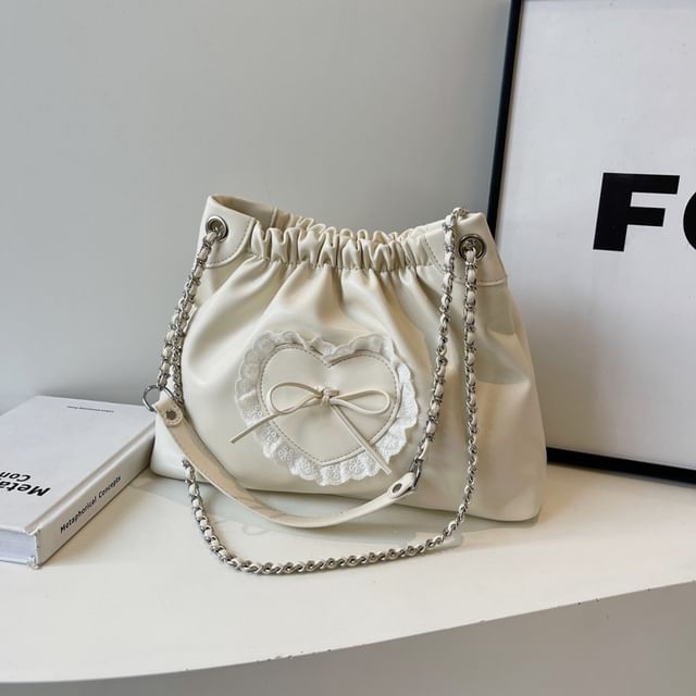 Bow Heart Chain Shoulder Bag SpreePicky