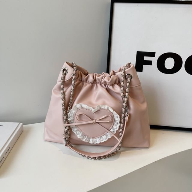 Bow Heart Chain Shoulder Bag SpreePicky