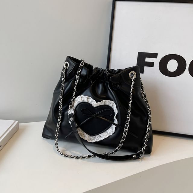 Bow Heart Chain Shoulder Bag SpreePicky