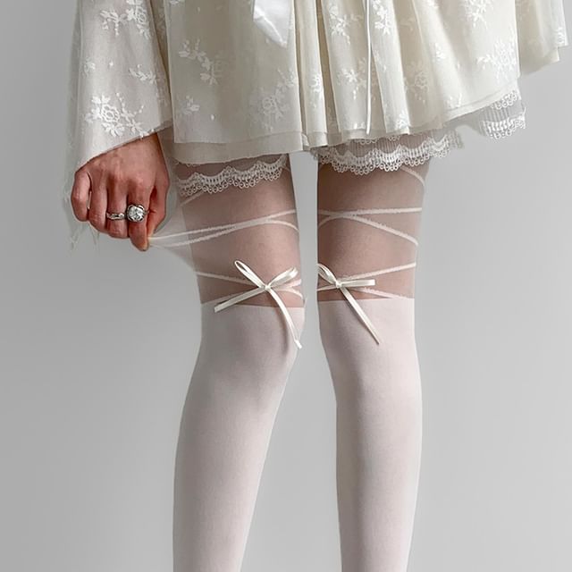 Sheer Tights With Bows SpreePicky