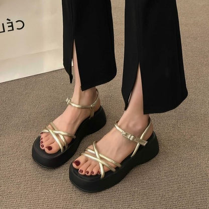 Faux Leather Platform Sandals SpreePicky