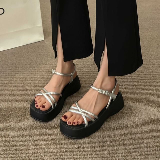 Faux Leather Platform Sandals SpreePicky