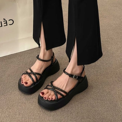 Faux Leather Platform Sandals SpreePicky