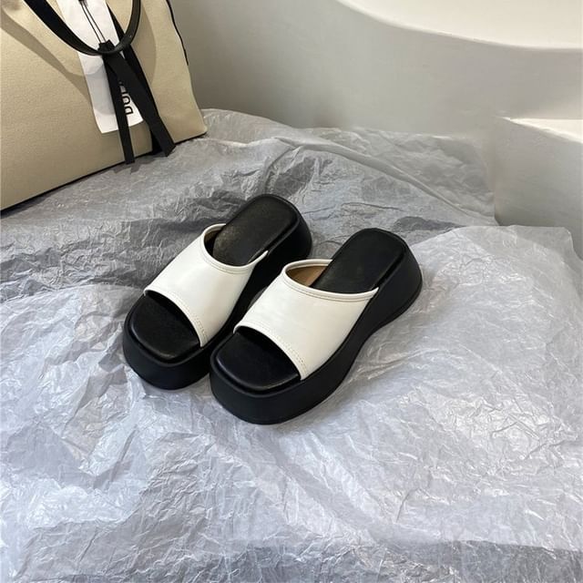 Two Tone Platform Slide Sandals SpreePicky