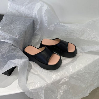 Two Tone Platform Slide Sandals SpreePicky