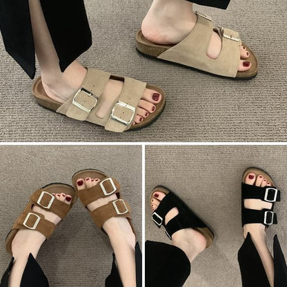 Buckled Faux Suede Sandals SpreePicky