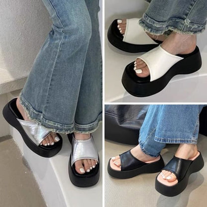 Two Tone Platform Slide Sandals SpreePicky