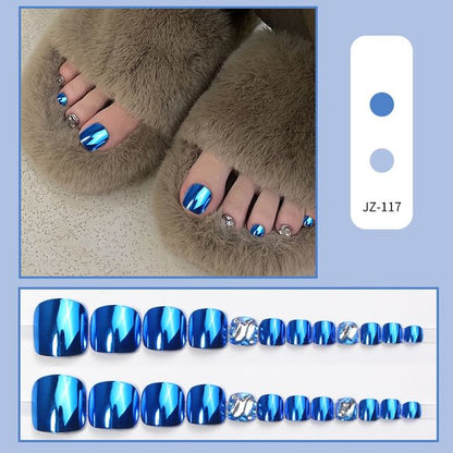 Rhinestone Metallic Press On Toenail SpreePicky