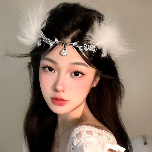 Rhinestone And Feather Headband SpreePicky