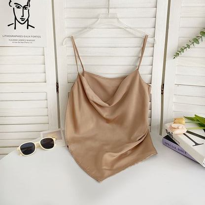 Cowl Neck Plain Asymmetrical Cami Top mySite