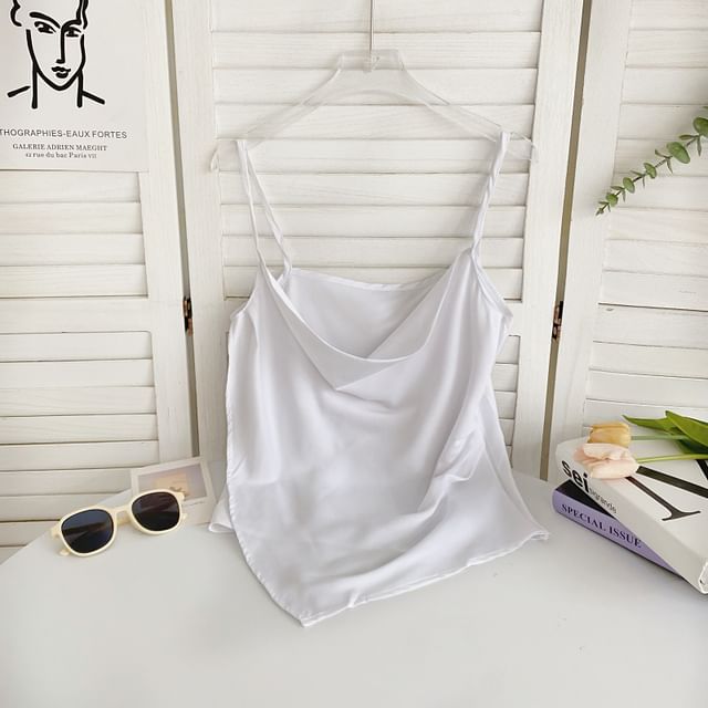 Cowl Neck Plain Asymmetrical Cami Top mySite