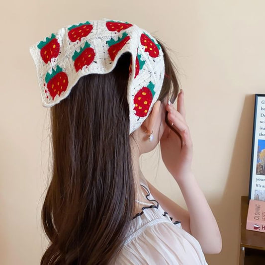 Crochet Strawberry Pattern Headscarf SpreePicky