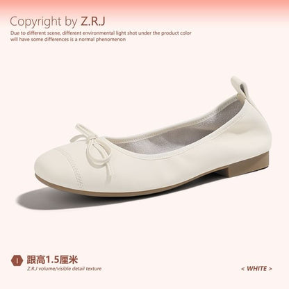 Plain Bow Accent Faux Leather Flats mySite