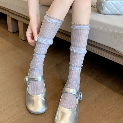 Ruffle Trim Mesh Socks / Set SpreePicky