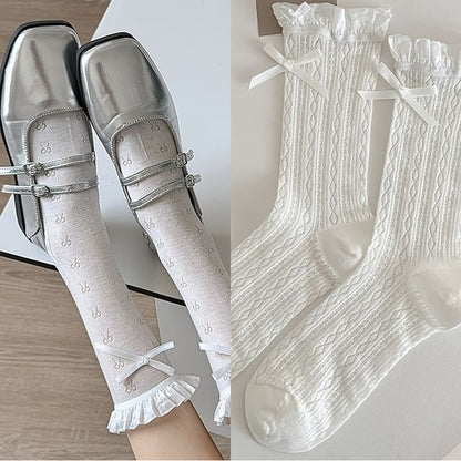 Ruffle Trim Mid Calf Socks / Set SpreePicky