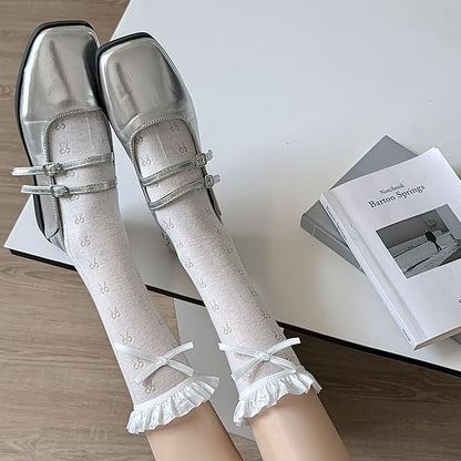 Ruffle Trim Mid Calf Socks / Set SpreePicky