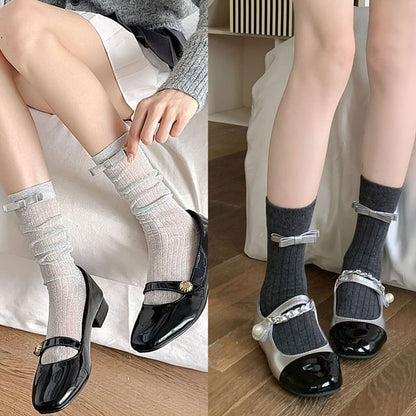 Bow Mid Calf Socks / Set SpreePicky