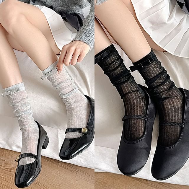 Bow Mid Calf Socks / Set SpreePicky