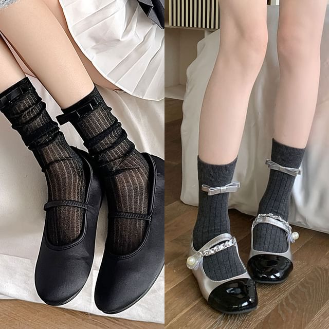 Bow Mid Calf Socks / Set SpreePicky