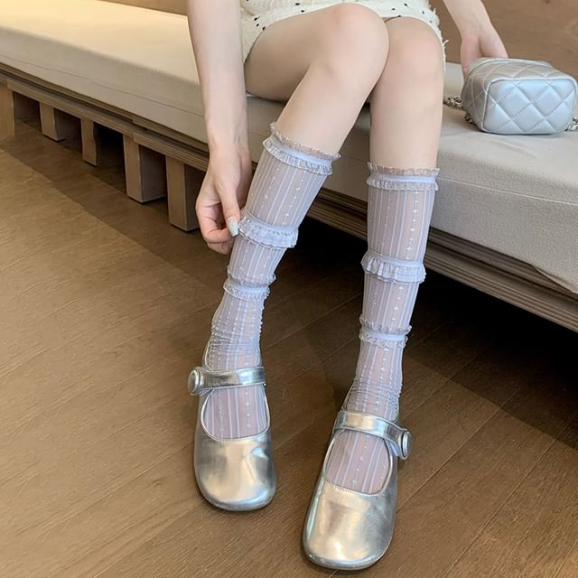 Ruffle Trim Mesh Socks / Set SpreePicky