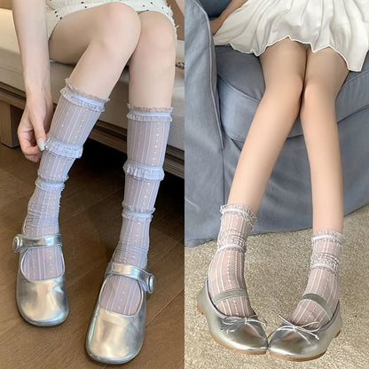 Ruffle Trim Mesh Socks / Set SpreePicky